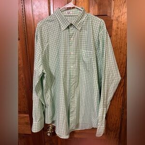 Peter Millar Crown Finish XL Green/White Check Button Up